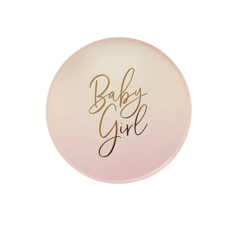Pink 'Baby Girl' Paper Plates - Set of 8