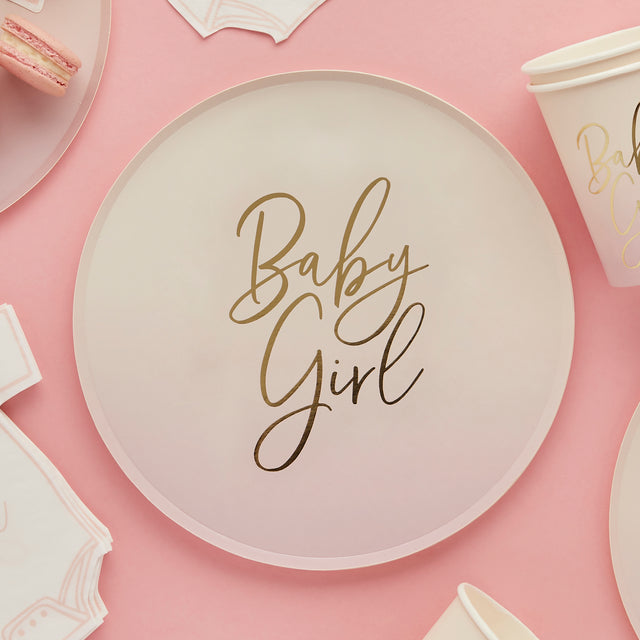 Pink 'Baby Girl' Paper Plates - Set of 8