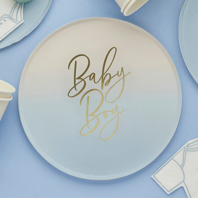 Blue 'Baby Boy' Paper Plates - Set of 8