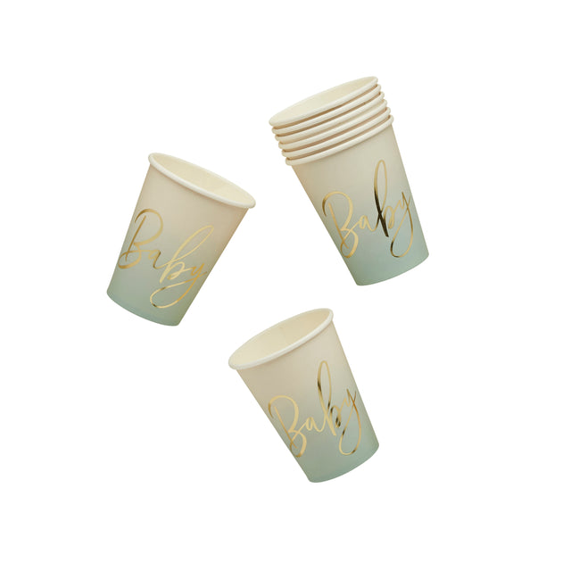 Neutral Sage 'Baby' Paper Cups - Set of 8