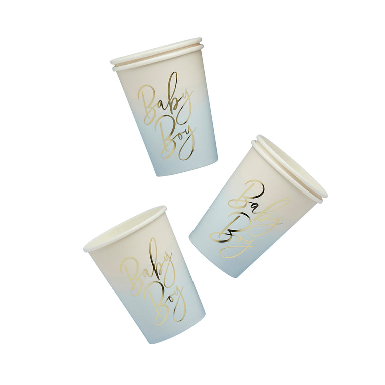 Blue 'Baby Boy' Paper Cups - Set of 8