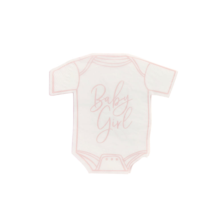 Pink Baby Girl Babygrow Paper Napkins - Set of 16