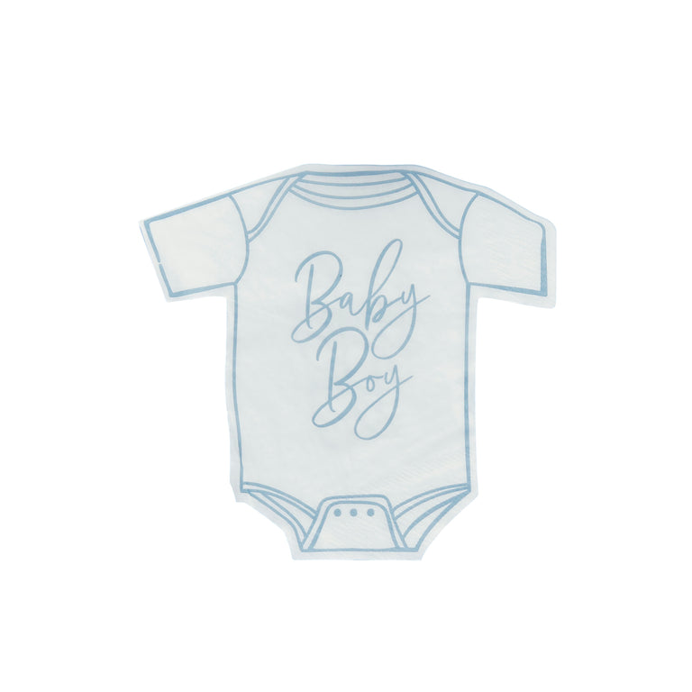 Blue 'Baby Boy' Babygrow Paper Napkins - Set of 16