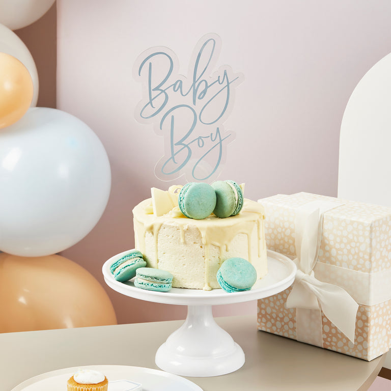 Blue 'Baby Boy' Acrylic Cake Topper
