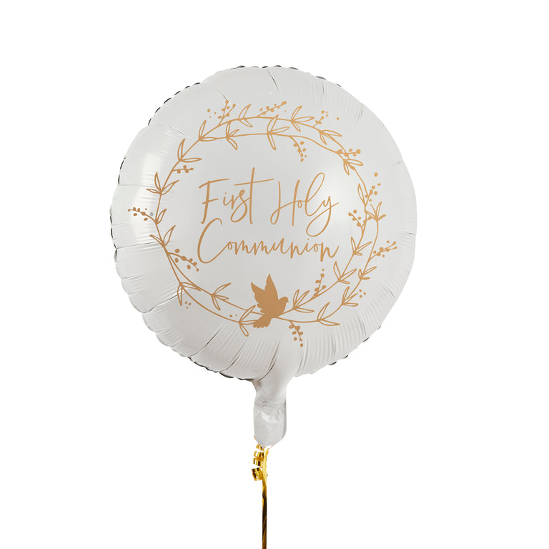 White and Gold First Holy Communion Foil Balloon