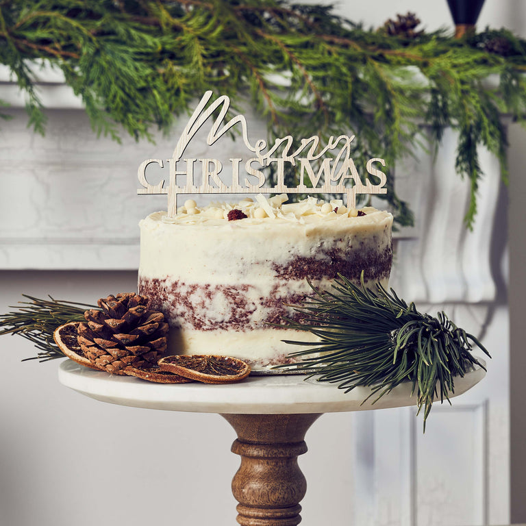 Merry Christmas Wooden Cake Topper