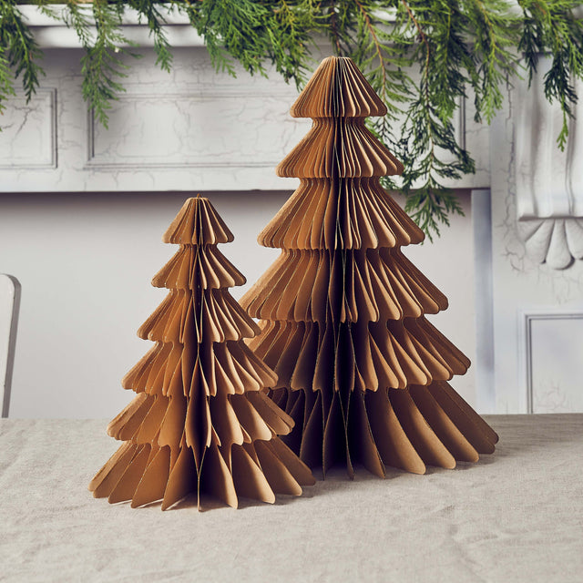Brown Christmas Tree Honeycombs - Set of 2
