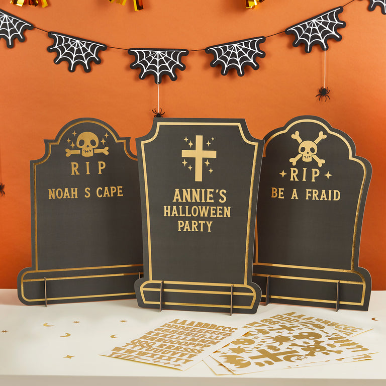 Gravestone Custom Signs with 5 Gold Sticker Sheets