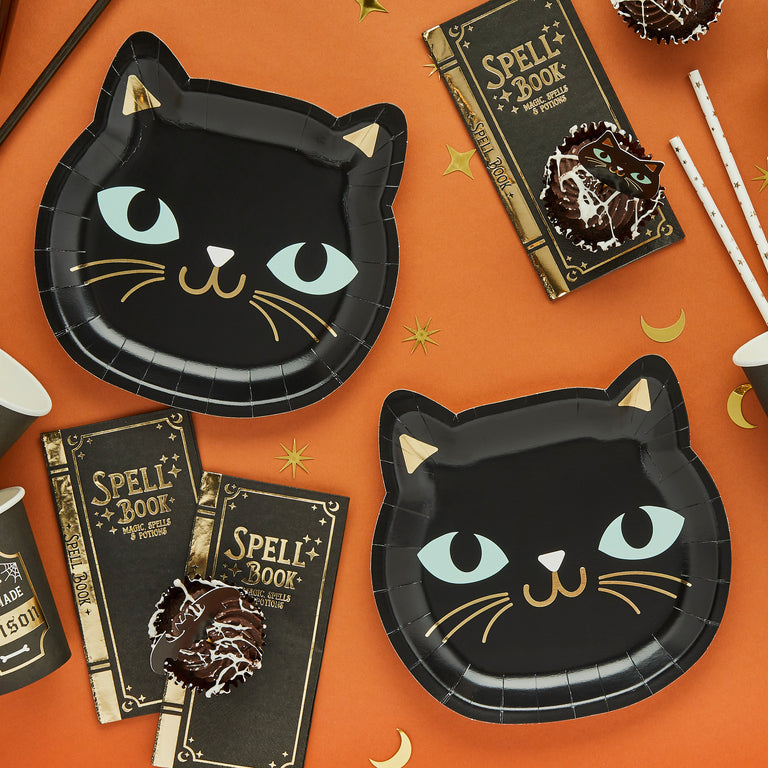 Black Cat Paper Plates - Set of 8