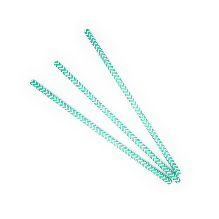 Mint Green Chevron Paper Straws - Set of 25
