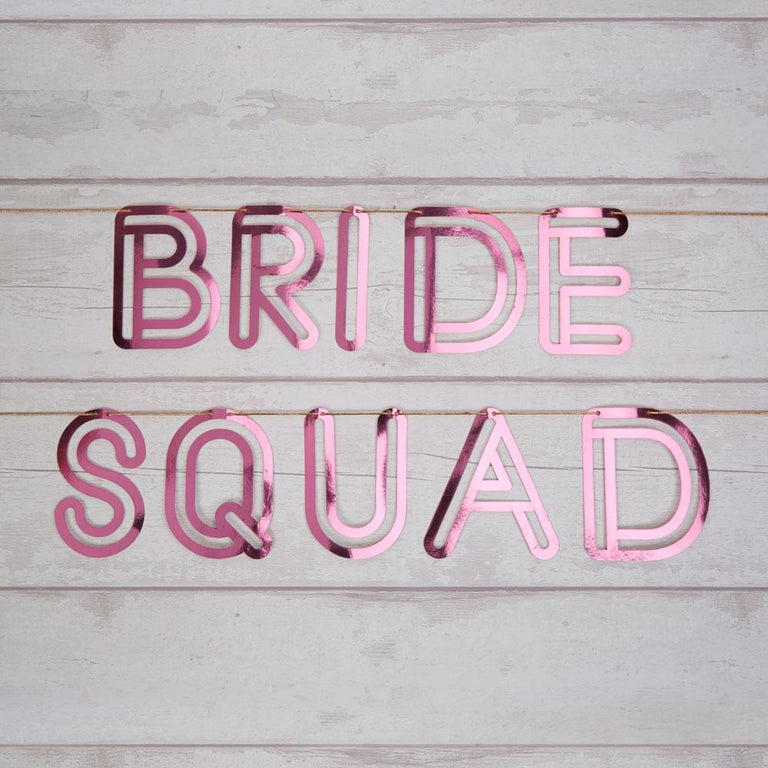 Pink Bride Squad Foil Paper Bunting - Set of 1